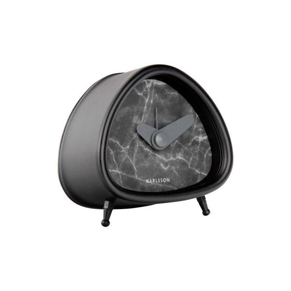 Karlsson Netherlands Triangular Mini Alarm Clock - Black Marble