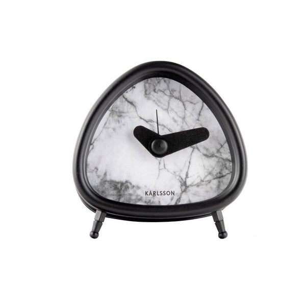 Karlsson Netherlands Triangular Mini Alarm Clock - White Marble
