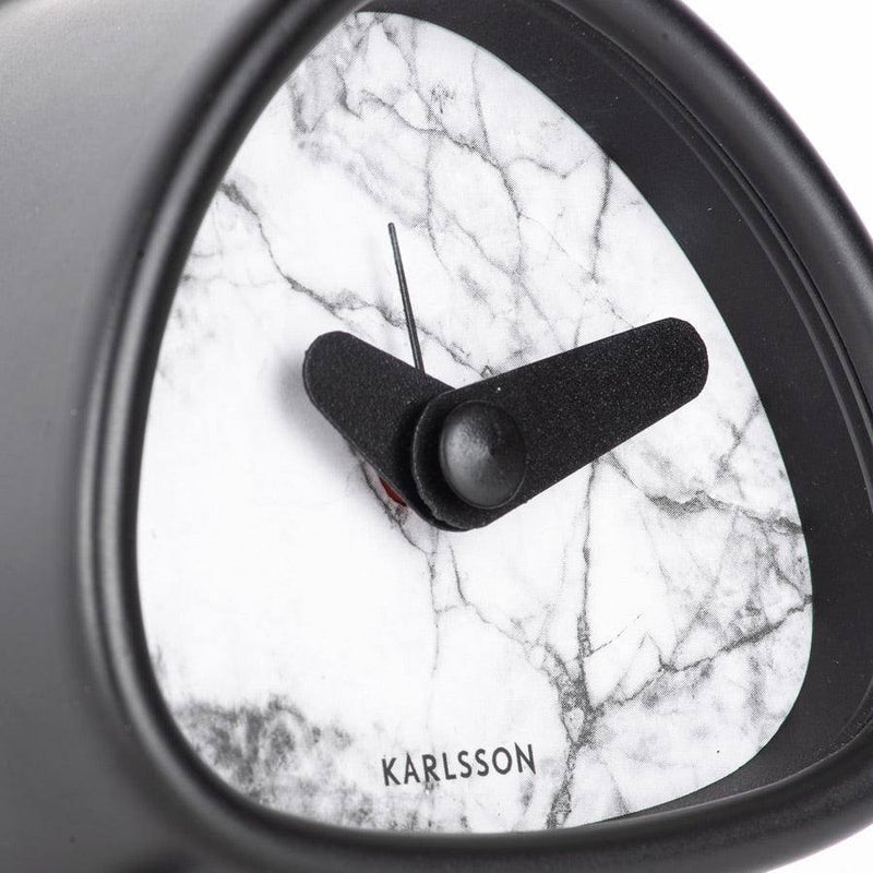 Karlsson Netherlands Triangular Mini Alarm Clock - White Marble - Modern Quests