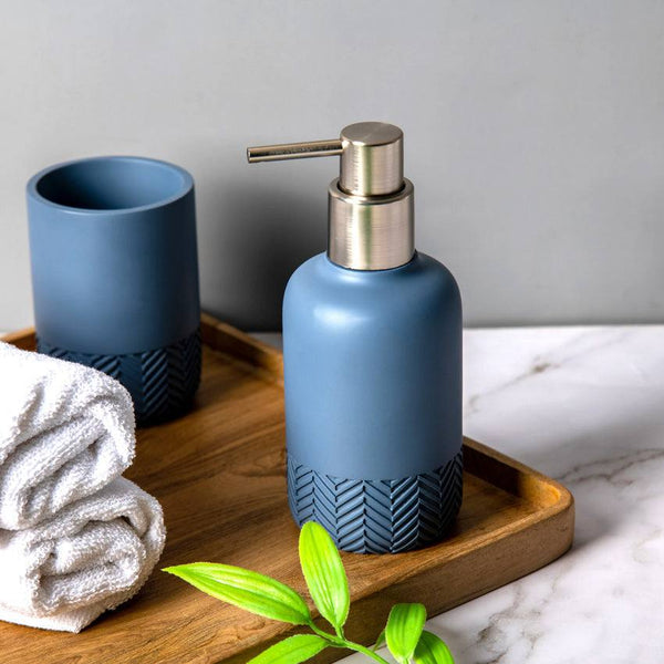 Kleine Wolke Herringbone Soap Dispenser - Stone Blue - Modern Quests