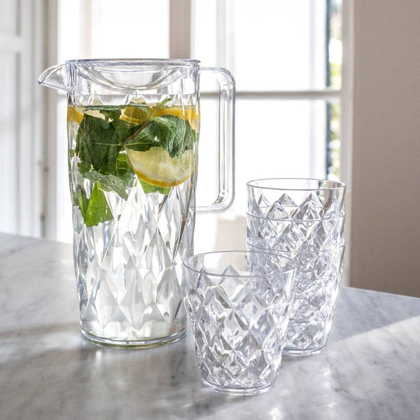Koziol Germany Crystal Water Pitcher With Tumblers, Set of 5