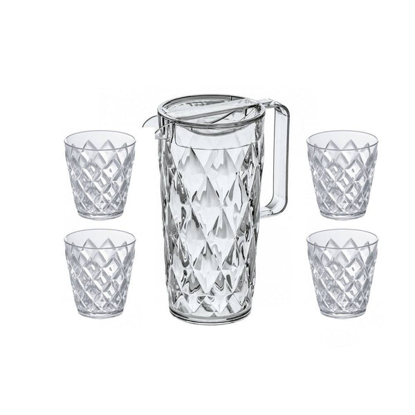 Koziol Germany Crystal Water Pitcher With Tumblers, Set of 5 - Modern Quests