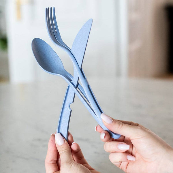 Koziol Germany Klikk 3-piece Cutlery Set - Blue - Modern Quests
