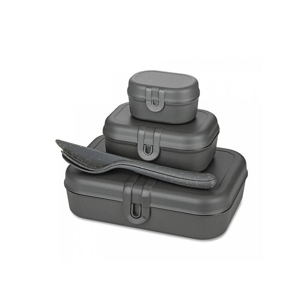 Koziol Germany Pascal Lunch Box with Cutlery Set - Ash Grey