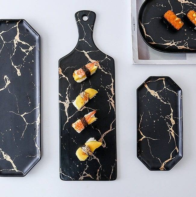 Lekoch Long Ceramic Serving Paddle - Black Marble