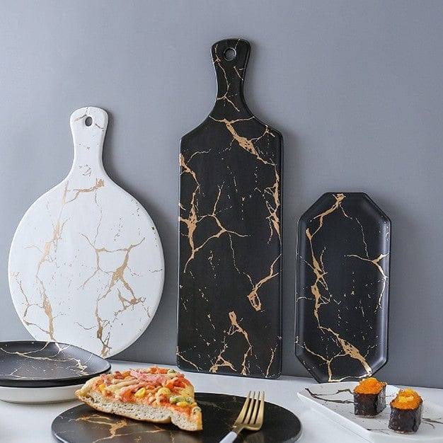 Lekoch Long Ceramic Serving Paddle - Black Marble - Modern Quests