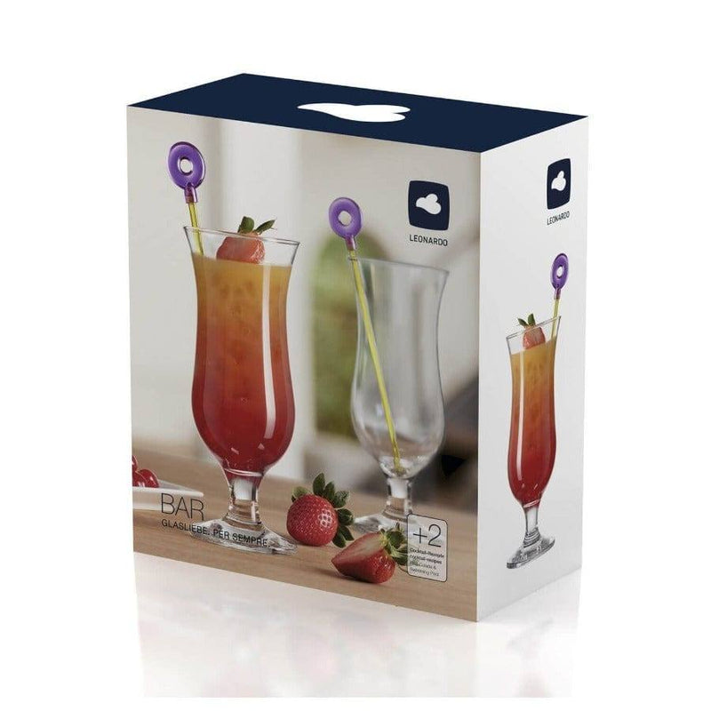 Leonardo Germany Hurricane Cocktail Glasses with Stirrers, Set of 2 - Modern Quests
