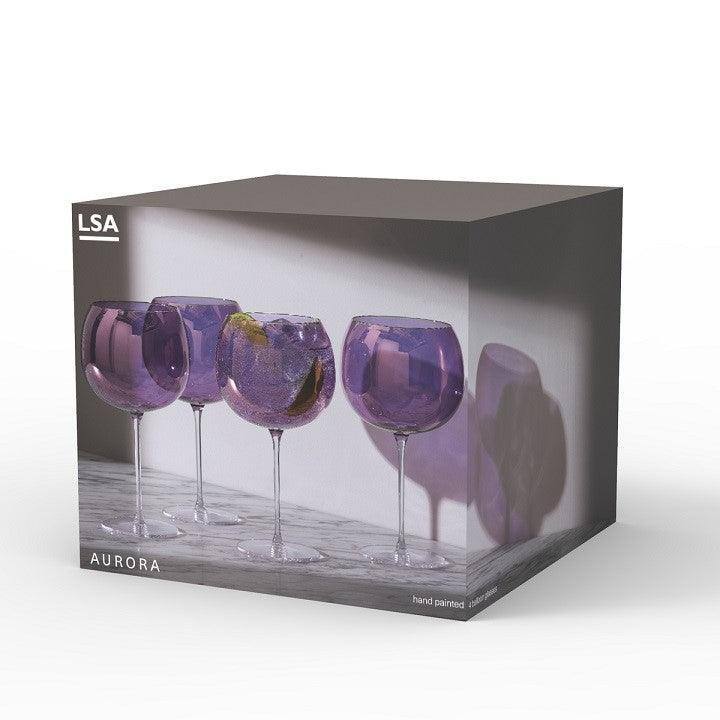 LSA International Aurora Balloon Glasses 680ml, Set of 4 - Polar Violet