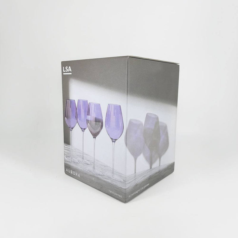 LSA International Aurora Champagne Tulip Glasses 285ml, Set of 4 - Polar Violet