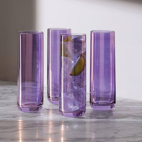 LSA International Aurora Highball Glasses, Set of 4 - Polar Violet - Modern Quests
