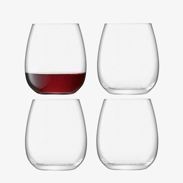LSA International Borough Stemless Red Wine Glasses 455ml, Set of 4