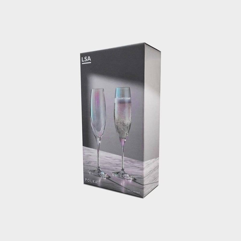 LSA International Polka Champagne Flutes 225ml, Set of 2 - Mother of Pearl