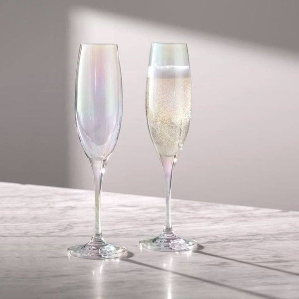 LSA International Polka Champagne Flutes, Set of 2 - Mother of Pearl - Modern Quests