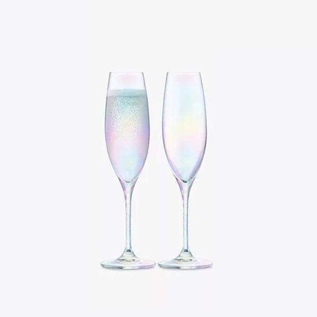 LSA International Polka Champagne Flutes, Set of 2 - Mother of Pearl - Modern Quests