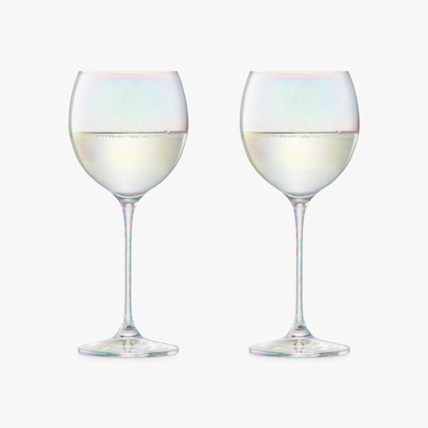 LSA International Polka Wine Glasses 400ml, Set of 2 - Mother of Pearl