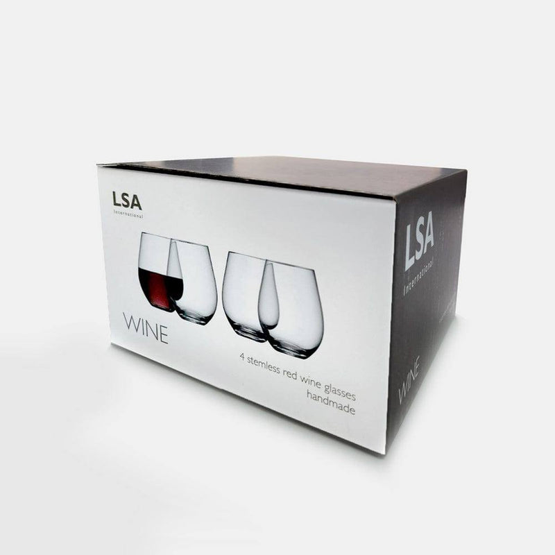 LSA International Wine Collection Stemless Red Wine Glasses, Set of 4 - Modern Quests