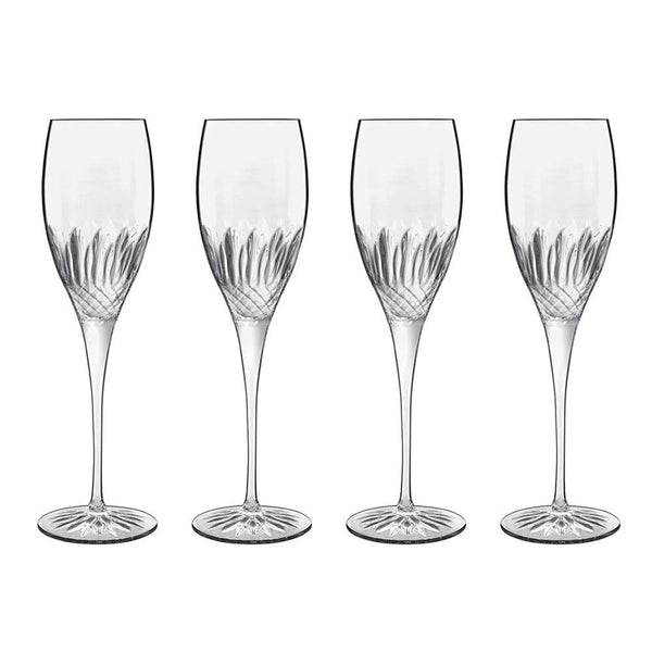 Luigi Bormioli Diamante Champagne Glasses 220ml, Set of 4