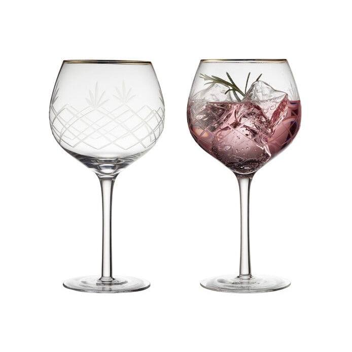 Lyngby Glas Milano Gold Gin & Tonic Glasses 600ml, Set of 2