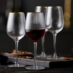 Lyngby Glas Palermo Gold Red Wine Glasses 400ml, Set of 4