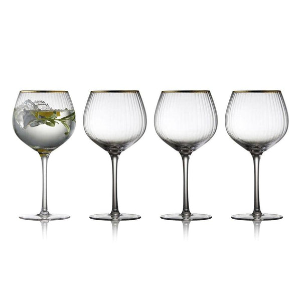 Lyngby Glas Palermo Gold Rounded Gin & Tonic Glasses 650ml, Set of 4