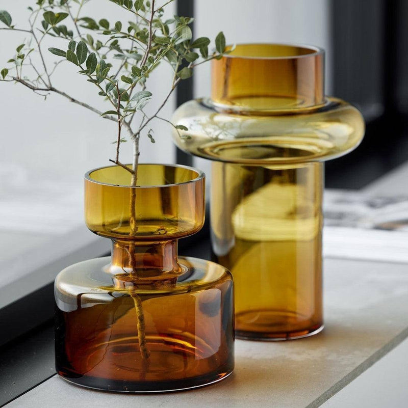 Lyngby Glas Tubular Glass Vase Medium - Amber - Modern Quests
