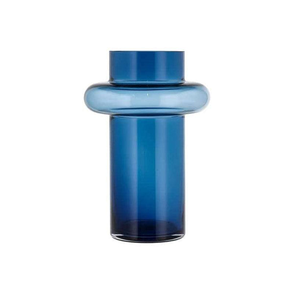 Lyngby Glas Tubular Glass Vase Tall - Dark Blue