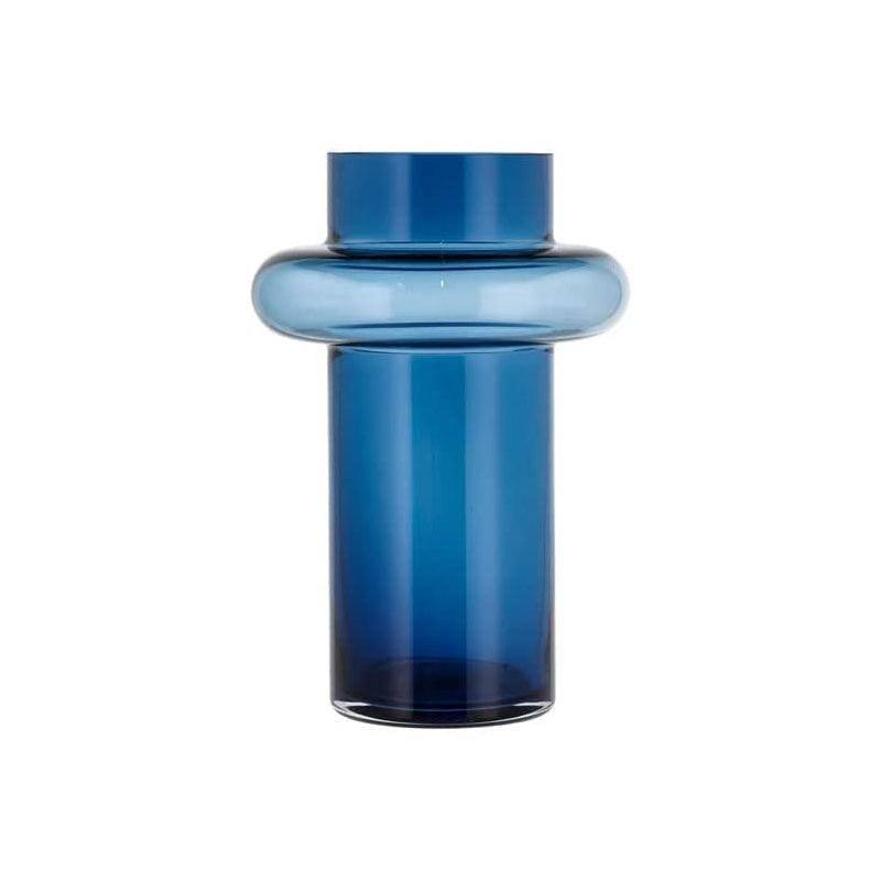 Lyngby Glas Tubular Glass Vase Tall - Dark Blue - Modern Quests