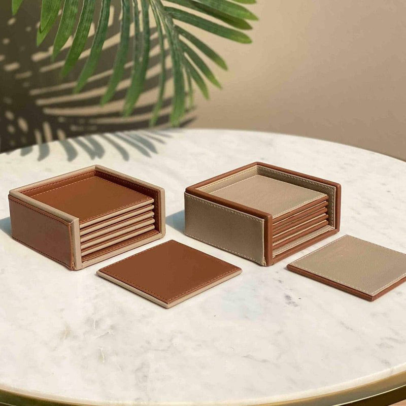 Mason Home Naples Coasters, Set of 6 - Brown - Modern Quests