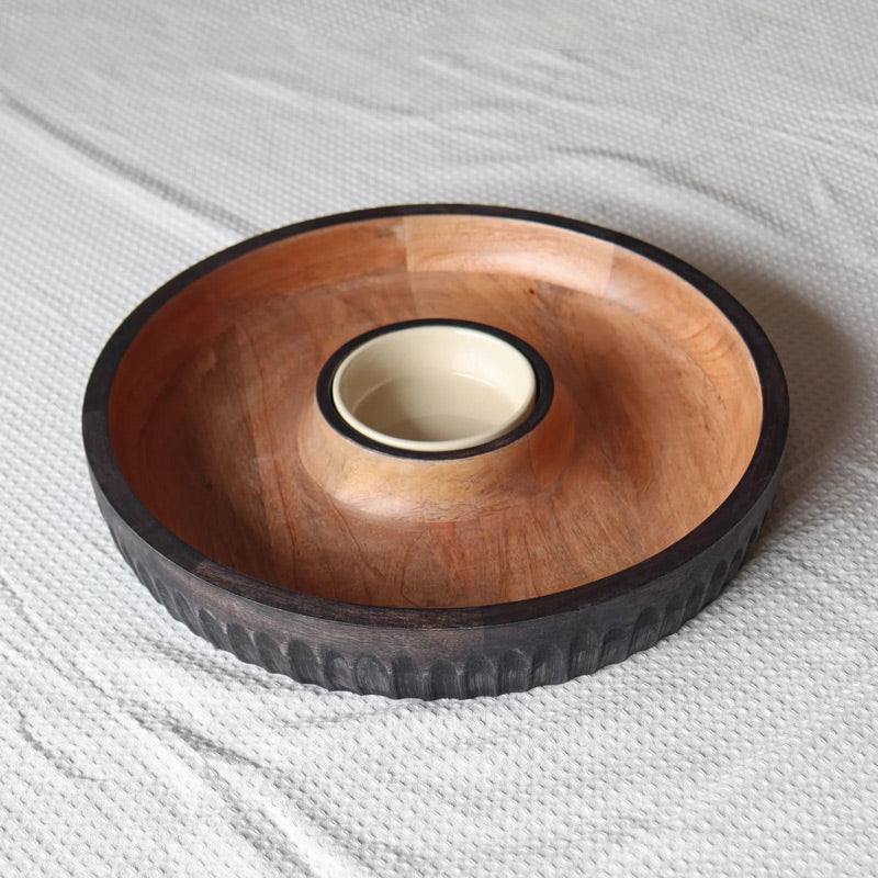 Muun Home Dual Tone Wooden Chip and Dip Platter Medium