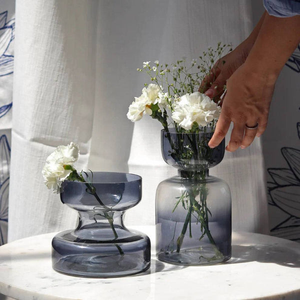 Muun Home Glass Vases, Set of 2 - Slate Grey