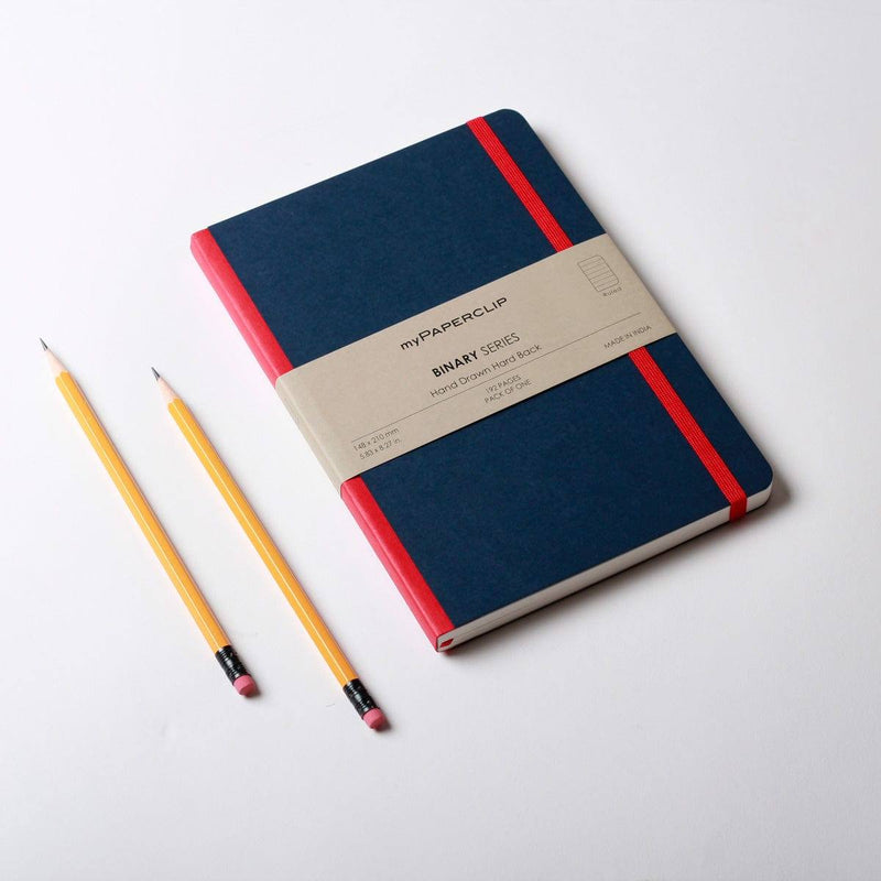 myPAPERCLIP Hardcover Notebook, Binary Series - Blue - Modern Quests