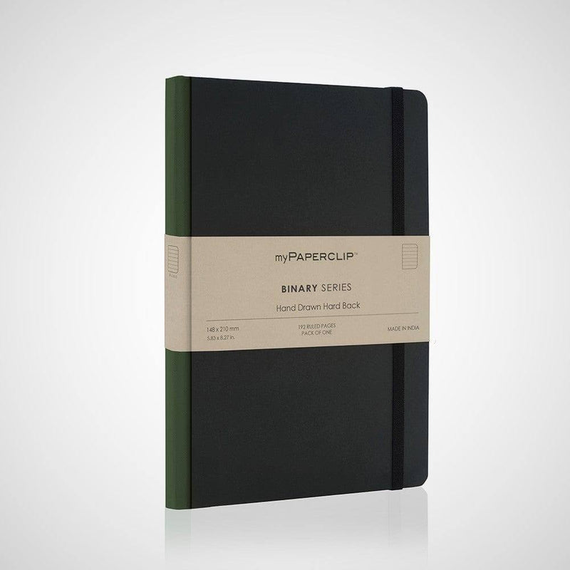 myPAPERCLIP Hardcover Notebook, Binary Series - Green - Modern Quests