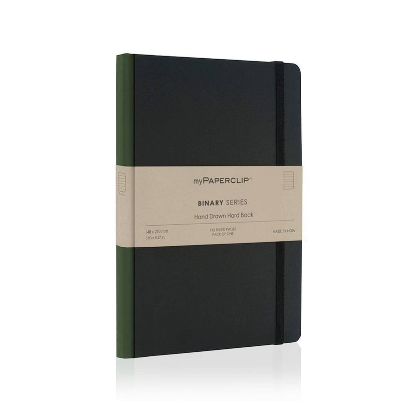 myPAPERCLIP Hardcover Notebook, Binary Series - Green