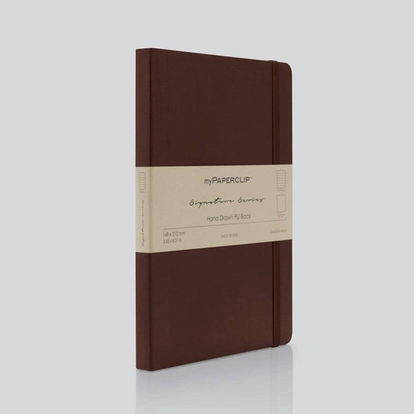 myPAPERCLIP PU Back Notebook, Signature Series - Brown - Modern Quests