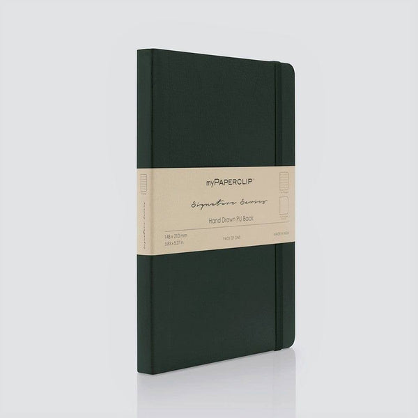 myPAPERCLIP PU Back Notebook, Signature Series - Green - Modern Quests