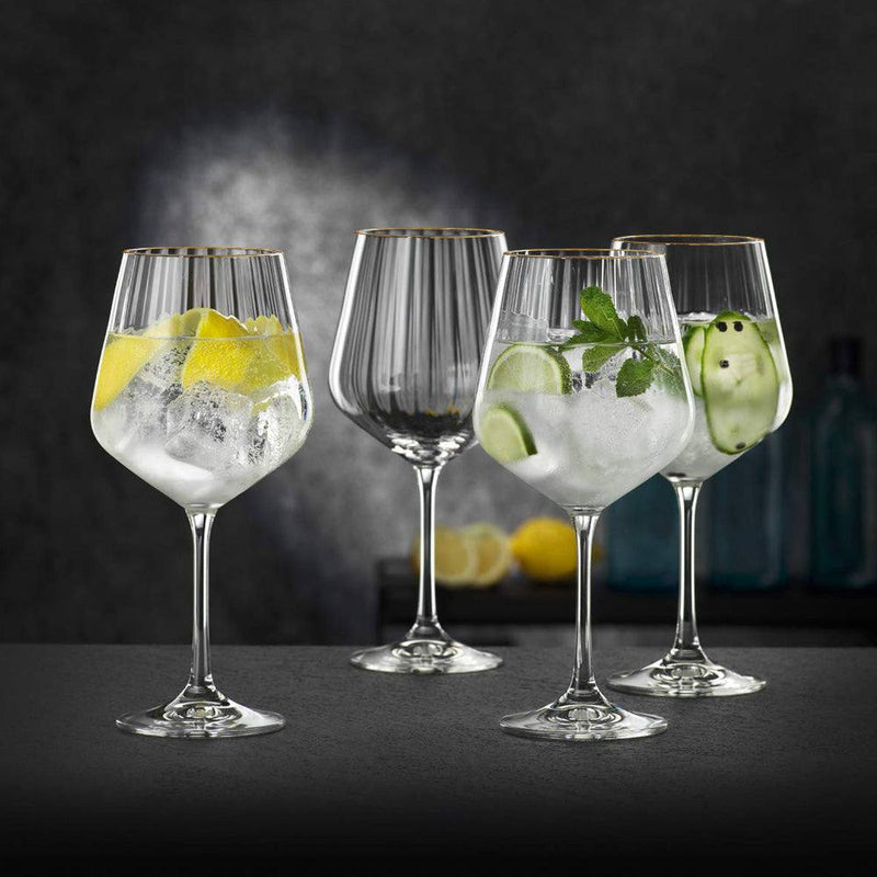 Nachtmann Gin & Tonic Glasses with Gold Rim 640ml, Set of 4