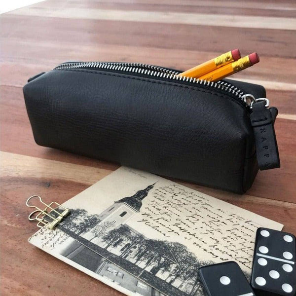 Nappa Dori Leather Pencil Pouch - Black