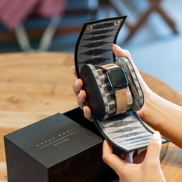 Nappa Dori Leather Single Watch Case - Black