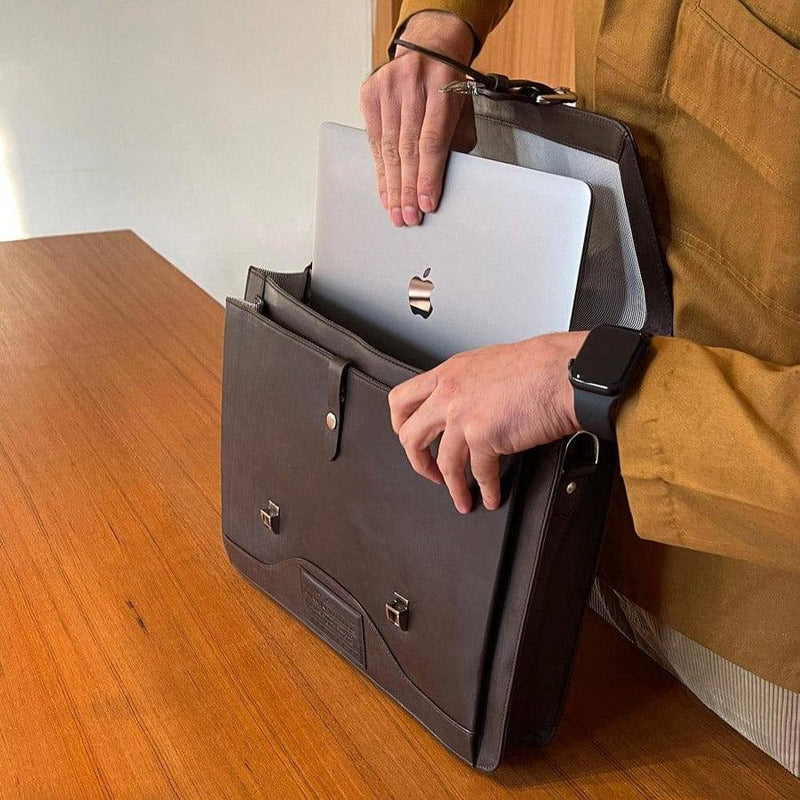 Nappa Dori Norman Laptop Bag - Dark Brown - Modern Quests