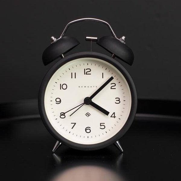 NEWGATE London Charlie Bell Echo Alarm Clock - Matte Black - Modern Quests