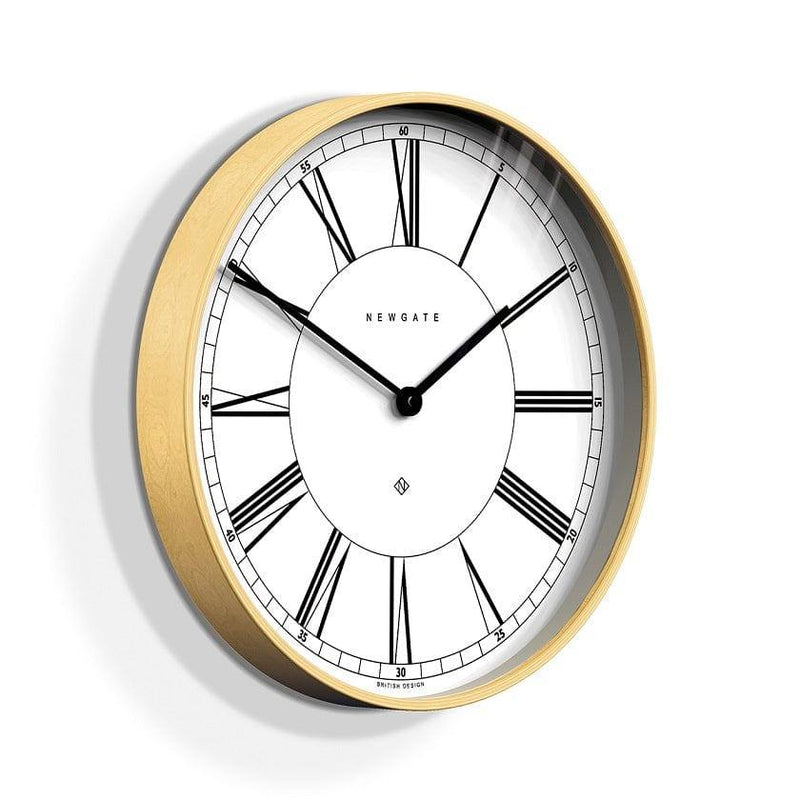 NEWGATE London Mr Architect Wall Clock - White with Light Plywood - Modern Quests