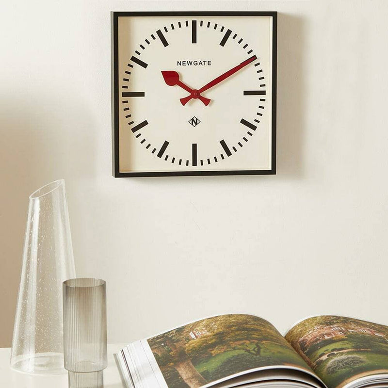 NEWGATE London Number Five Railway Wall Clock 33cm - Black & Red