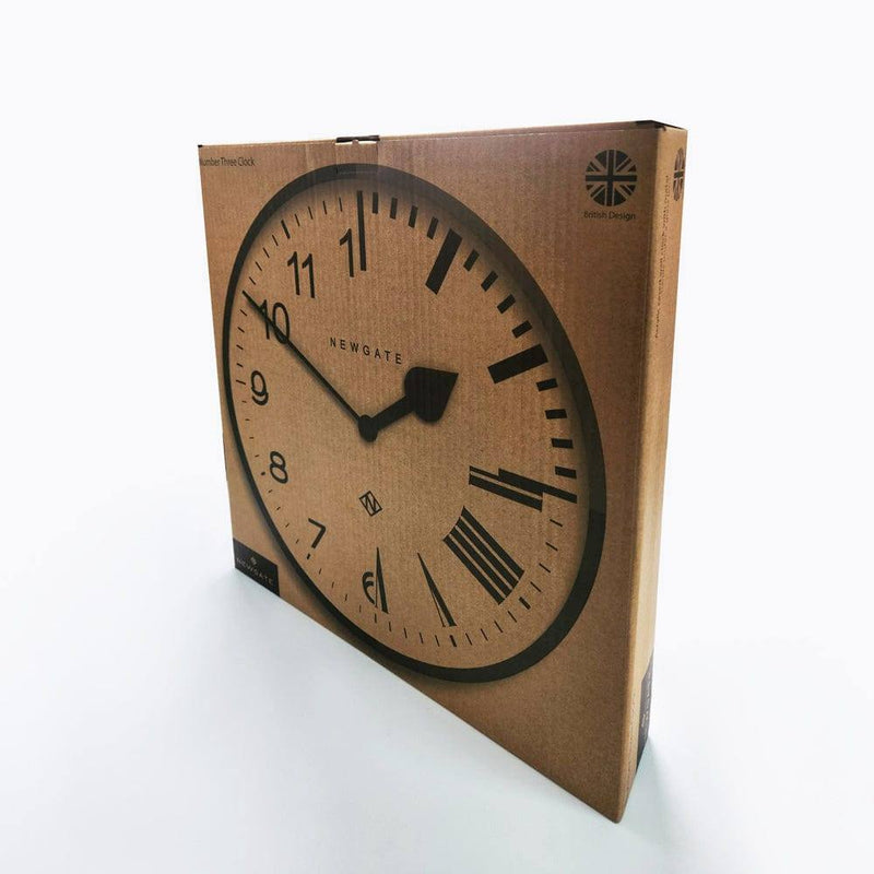 NEWGATE London Number Three Italian Wall Clock 37cm - Pepper Grey