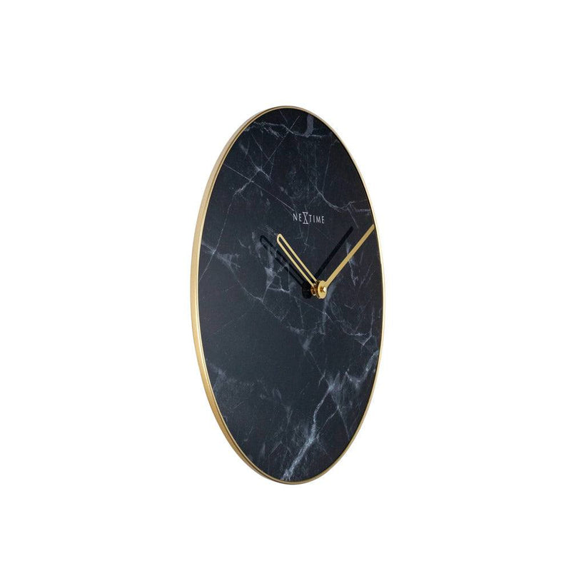 Nextime Marble Glass Wall Clock 40cm - Black