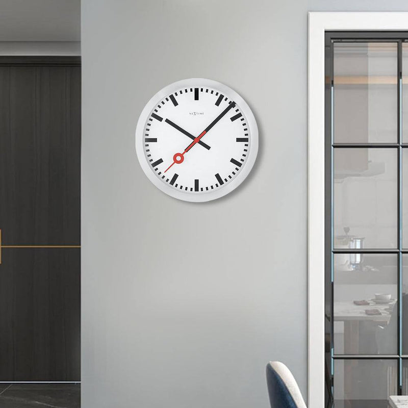 Nextime Station Stripe Wall Clock 35cm - Brushed Aluminum