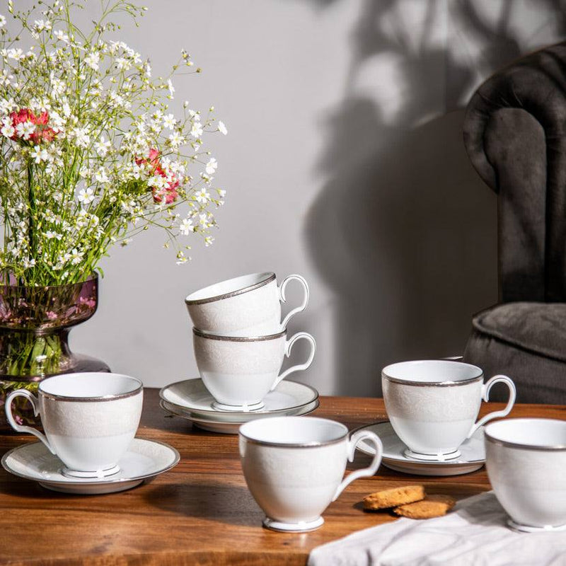 Noritake Flanders 12-piece Porcelain Tea Set - Platinum
