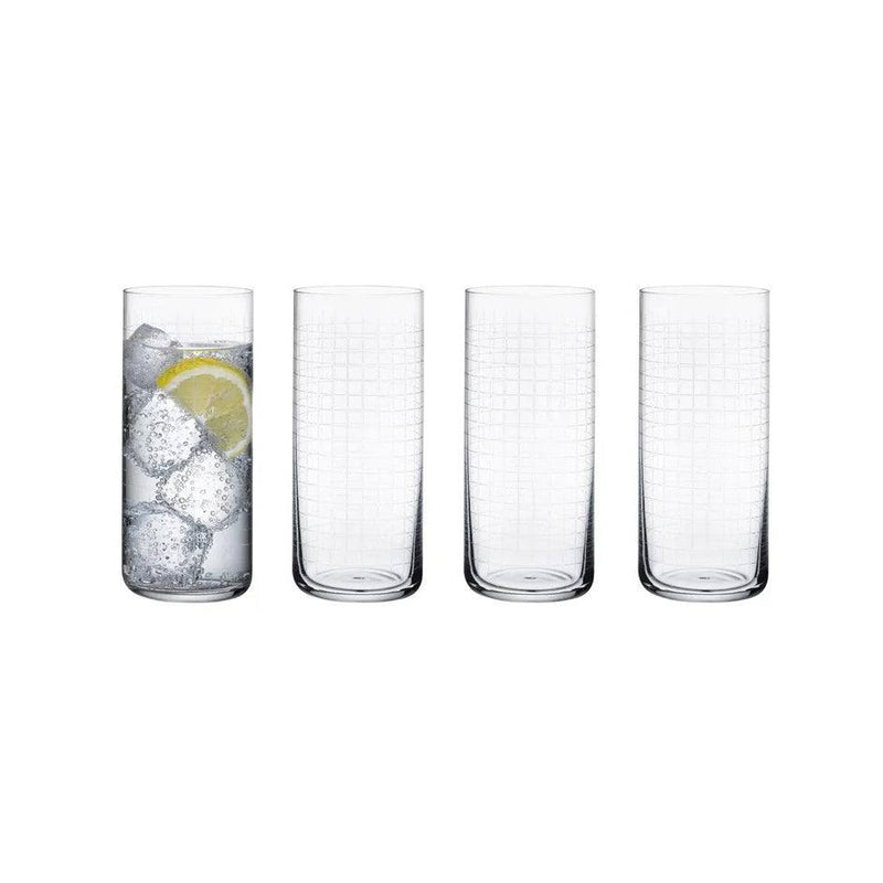 NUDE Turkey Finesse Grid Highball Glasses, Set 4 - Modern Quests