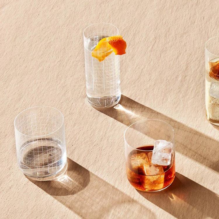 NUDE Turkey Finesse Grid Highball Glasses, Set 4 - Modern Quests