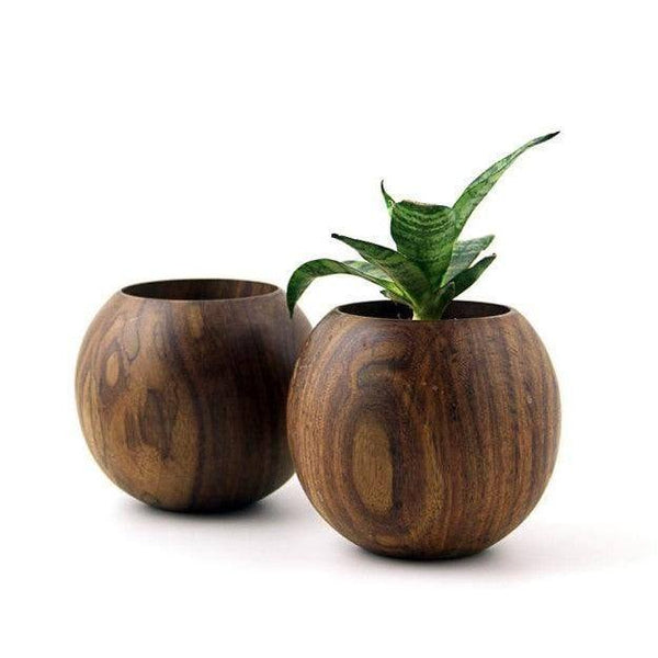Objectry Wooden Ball Planter - Modern Quests