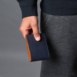 Outback Bi-Fold Leather Wallet - Navy - Modern Quests